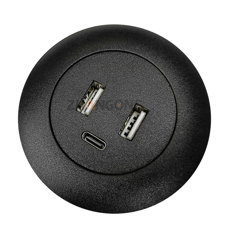 嵌入式圆形USB插座沙发双USB+TYPEC插座