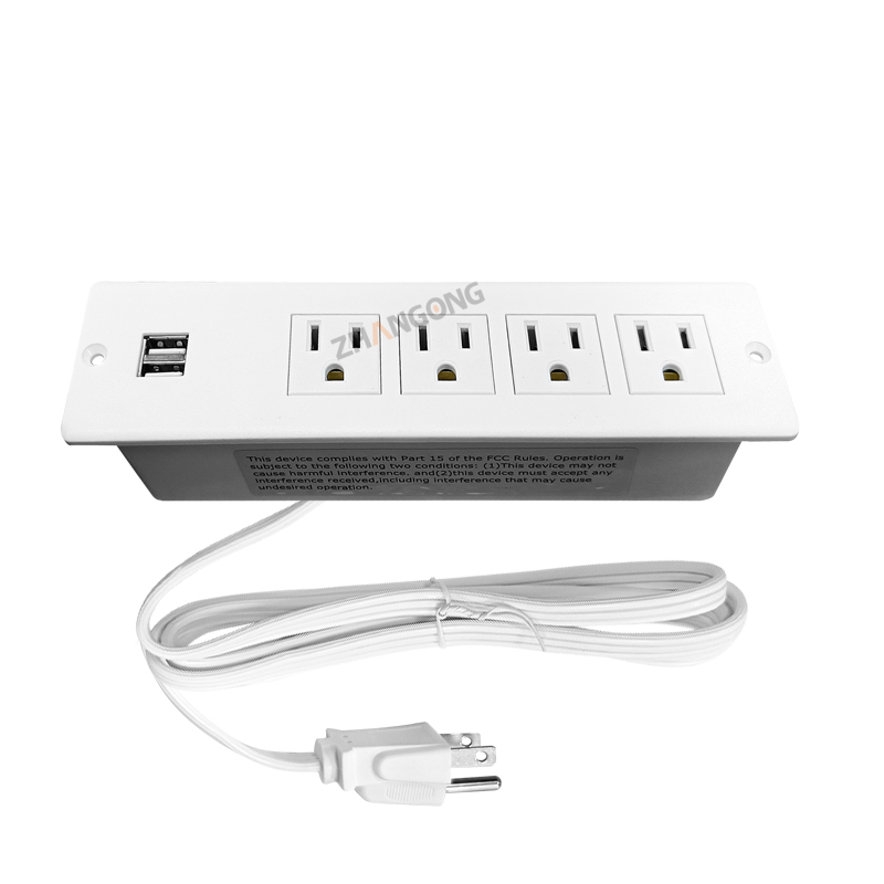 4位美标+双USB 白色