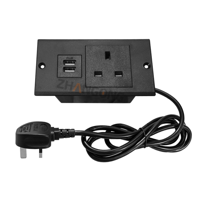 暗装一位英规+双USB 黑色