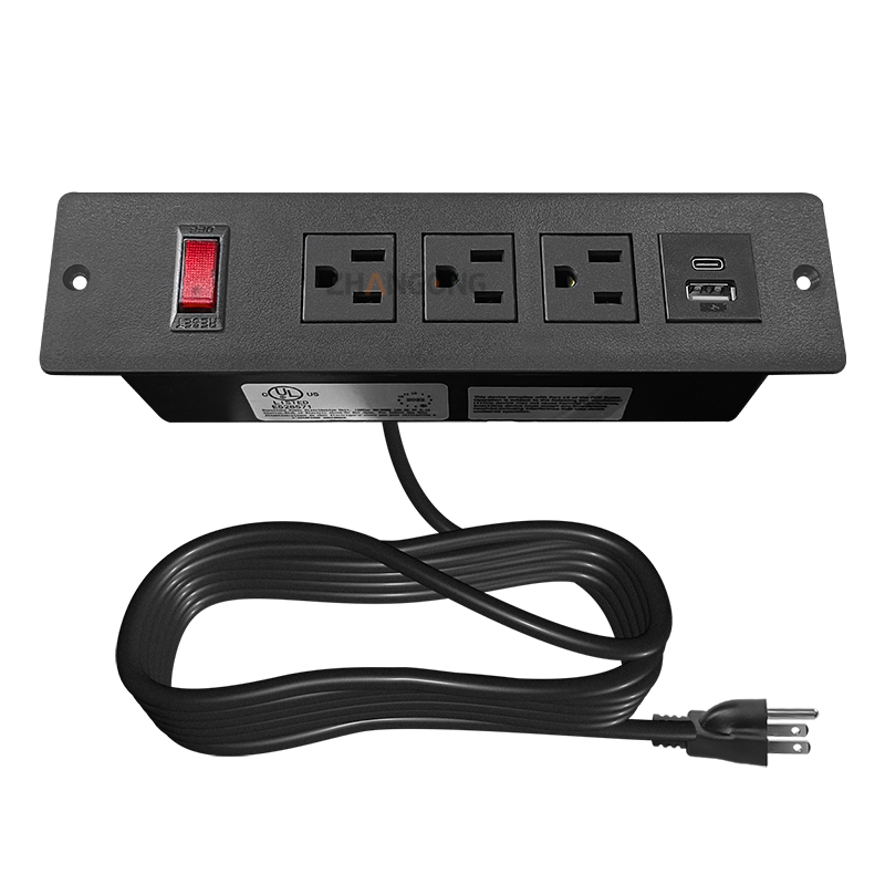 暗装3位美标+1USB1TYPE C+开关 黑色