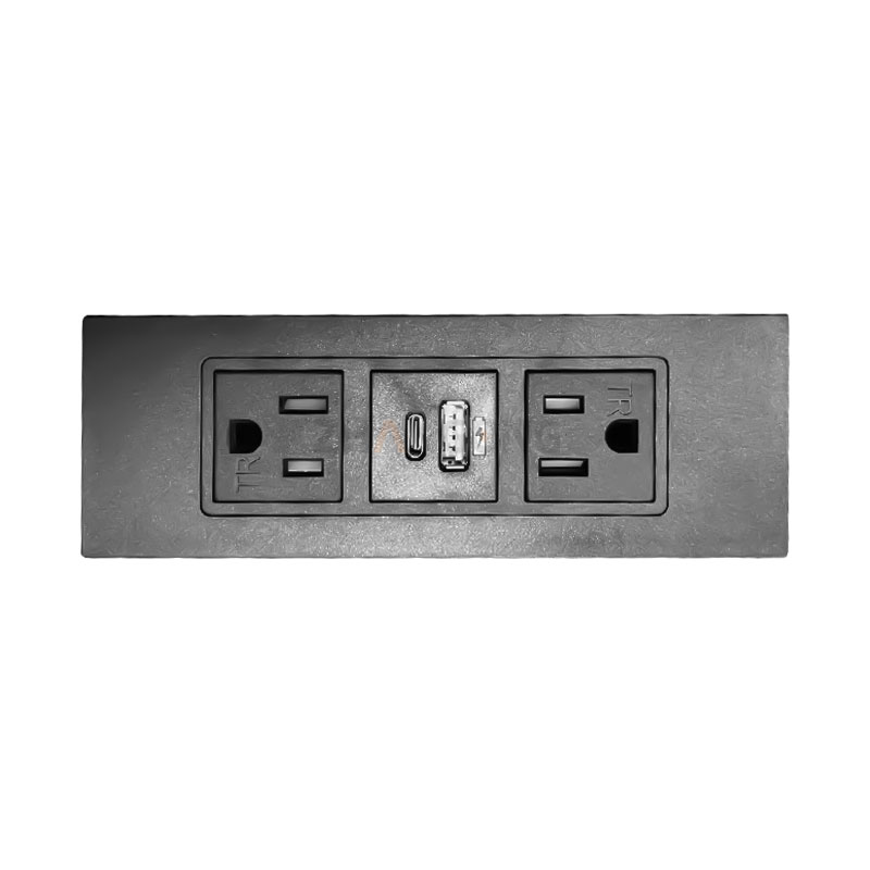 两位美标TR+1USB 1TYPE C 带装饰面盖 黑色