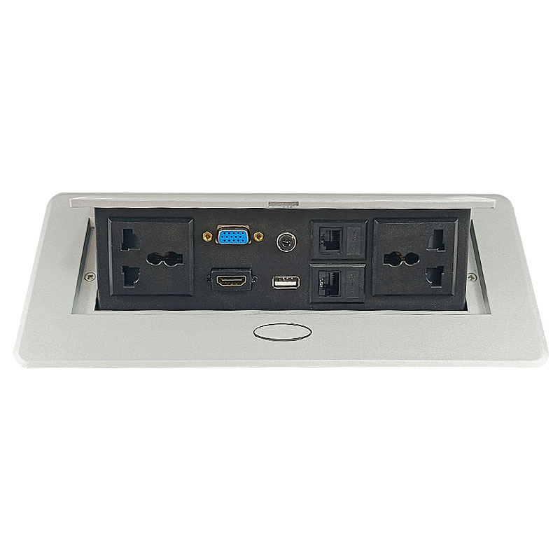 大圆边弹起式2万用座+HDMI+VGA+耳机座+USB+双网口银色