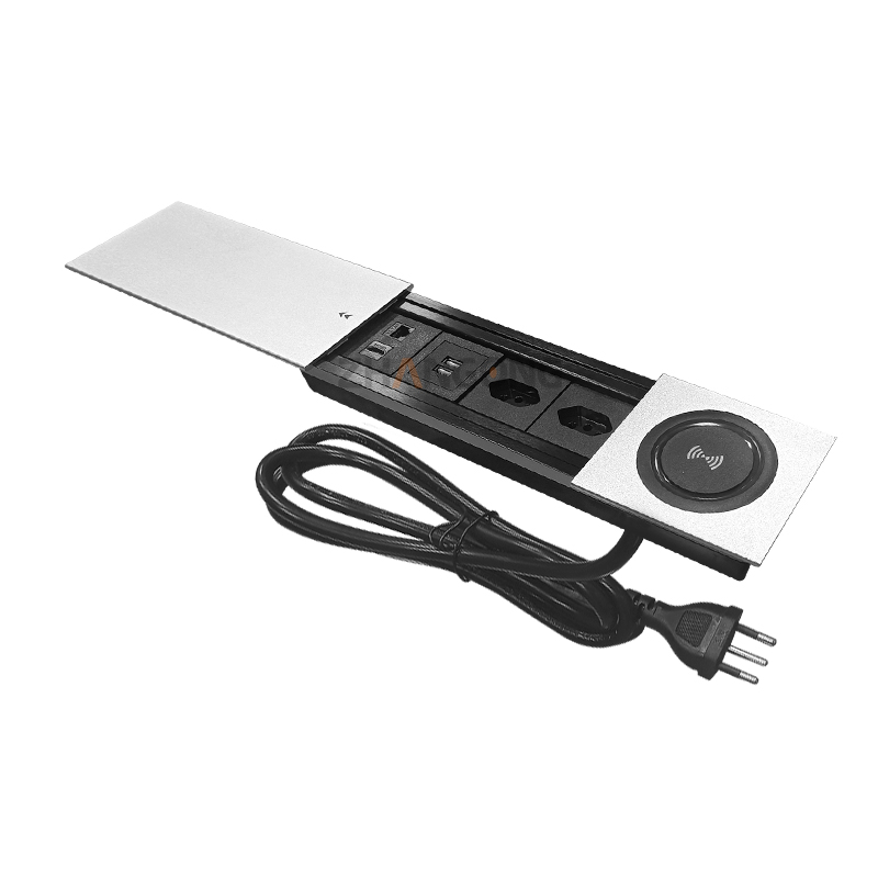 2位巴西插座+双USB+网口+HDMI+无线充,加防触电底壳