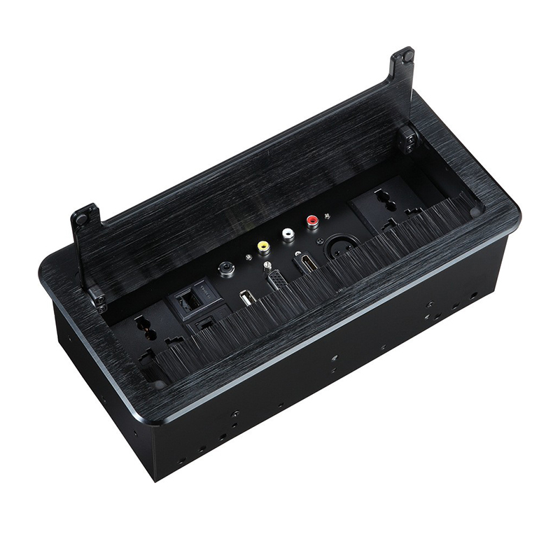 黑色毛刷式大圆边2万用+USB传输+3.5耳机+音频+HDMI+VGA+卡农+网口+电话
