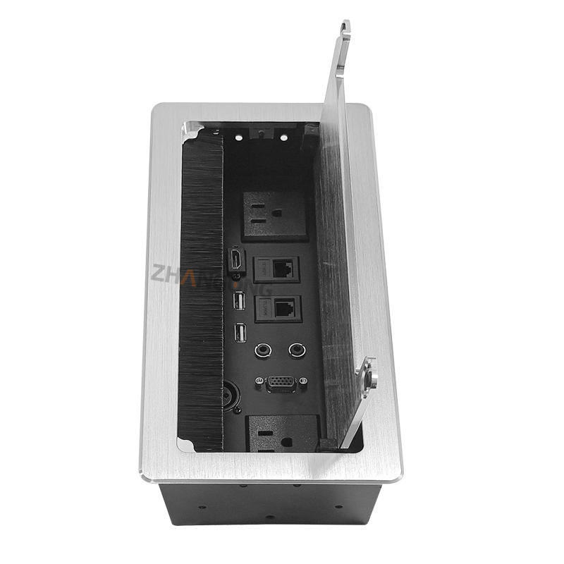 银色毛刷式大圆边2美标+2网口+2话筒+VGA+HDMI+2USB+卡侬座