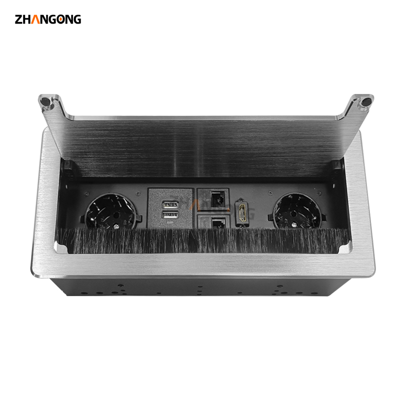 银色毛刷式大圆边2欧规+2USB+2网口+HDMI