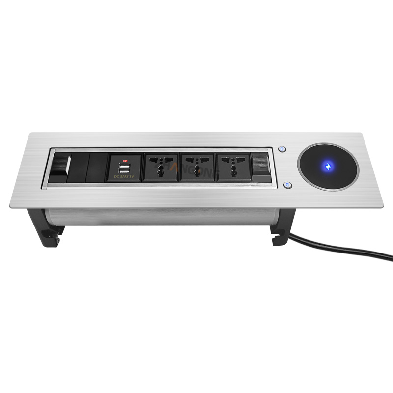 银色电动翻转3位万能+双USB+无线充