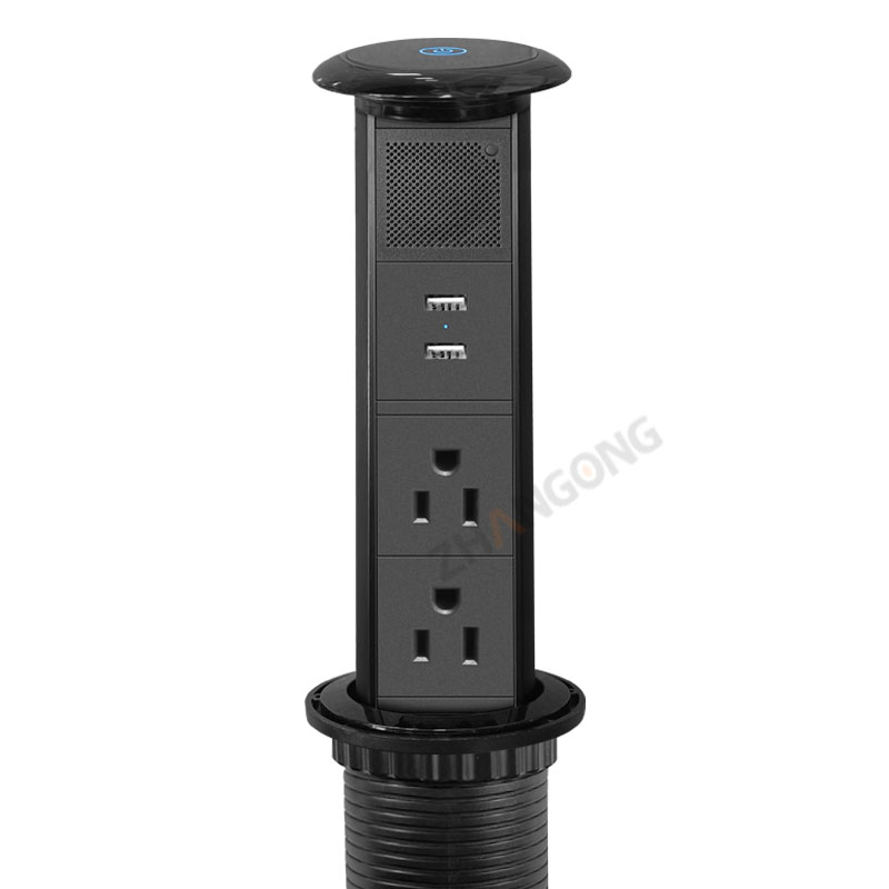 直径65电动升降二位美规+双USB+蓝牙音响+无线充