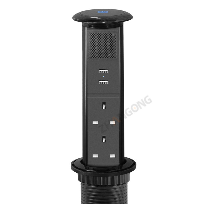直径65电动升降二位英规+双USB+蓝牙音响+无线充